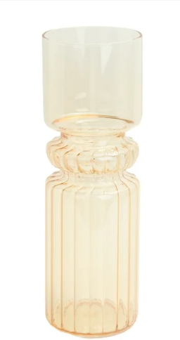 Iridescent Yellow Fluted 9.7" Indoor Tabletop Glass Vase