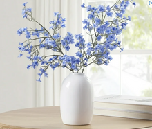 My Texas House Blue Faux Floral Springs in White Ceramic Vase, 16" Heigh