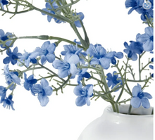 My Texas House Blue Faux Floral Springs in White Ceramic Vase, 16" Heigh