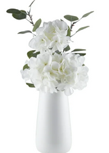 My Texas House White Faux Hydrangea Plant in Ceramic Vase, 16" Height