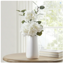 My Texas House White Faux Hydrangea Plant in Ceramic Vase, 16" Height