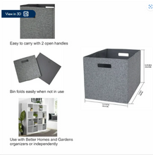 Better Homes & Gardens 12.75" Fabric Cube Storage Bin, Gray