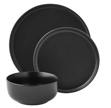 Mainstays Alessandra Matte Black 12-Piece Stoneware Dinnerware Set