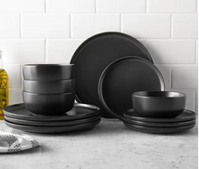 Mainstays Alessandra Matte Black 12-Piece Stoneware Dinnerware Set