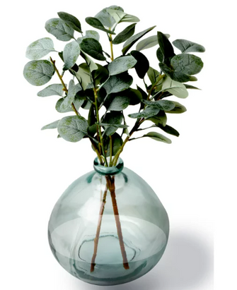 Better Homes & Gardens 12" Artificial Green Eucalyptus in Blown Glass Vase