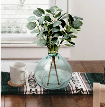 Better Homes & Gardens 12" Artificial Green Eucalyptus in Blown Glass Vase