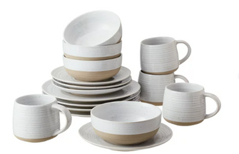 Better Homes & Gardens- Abott White Round Stoneware 16-Piece Dinnerware Set