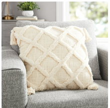 Better Homes & Gardens Tufted Trellis Decorative 20" Square Throw Pillow, Natural, 1 per Pack