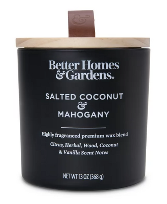 Better Homes & Gardens 13oz Salted Coconut & Mahogany Scented Wooden Wick Jar Candle