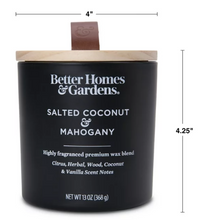 Better Homes & Gardens 13oz Salted Coconut & Mahogany Scented Wooden Wick Jar Candle