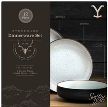 Yellowstone 12-Piece Ceramic Dinnerware Set, Beth Collection