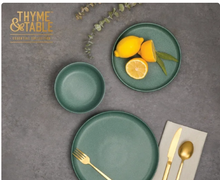 Thyme & Table 12-Piece Stoneware Dinnerware Set, Caspian Green