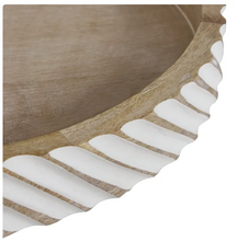 My Texas House 16" Natural White Diagonal Round Wood Decorative Tray