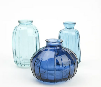Mainstays Blue Glass 3-Piece Bud Vase Set