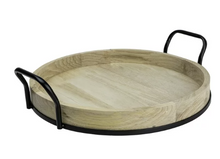Better Homes & Gardens 17-inch Round Light Wood and Metal Tray