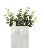 Mainstays 3" Tabletop Artificial Baby Eucalyptus in Ceramic House Planter, White