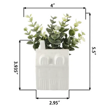 Mainstays 3" Tabletop Artificial Baby Eucalyptus in Ceramic House Planter, White