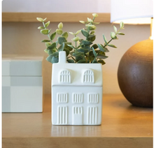 Mainstays 3" Tabletop Artificial Baby Eucalyptus in Ceramic House Planter, White