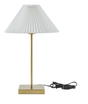 Home Decor Collection Brass Table Lamp with Pleated Shade, 21"H