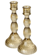 Crystal Art Gallery Traditional Glass Candle Stick Holder Set of 2, Neutrals