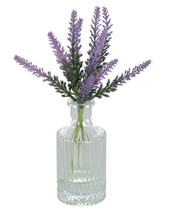 Mainstays 10.5" Artificial Lavender Flower Stems in Ribbed Glass Vase