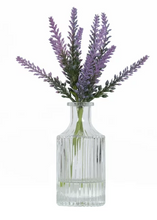 Mainstays 10.5" Artificial Lavender Flower Stems in Ribbed Glass Vase