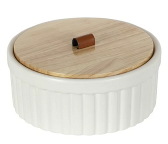 Better Homes & Gardens 2.5" x 6.18" Ribbed off-White/Cream Ceramic Decorative Container
