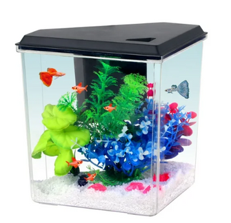 Aqua Culture Plastic 1 Gallon Aquarium with Accessories, Black, 10.1''L x 6.76''W x 8.12''H