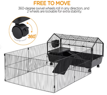 Jaula rodante SmileMart para animales pequeños con rampas, parque infantil y bebedero para conejos, color negro 