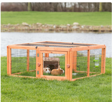 Extensión para jaula y corral TRIXIE para animales pequeños y medianos, resistente a la intemperie, con techo abatible, color marrón 