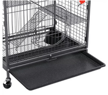 Alden Design Metal 37" Small Animal Cage with Pull Out Tray for Ferret, Large Rat, Black