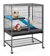 SmileMart Metal Animal Cage with Wheels for Adult Rats/Ferrets/Chinchillas/Guinea Pigs, Black