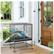 Jaula metálica SmileMart con ruedas para ratas, hurones, chinchillas y cobayas adultas, color negro 