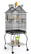 SMILE MART 57" Rolling Metal Parrot Cage Bird with Open Top, Black