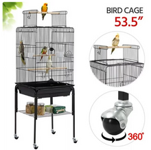 SmileMart 53.5" Metal Rolling Bird Cage with Play Top Stand, Dark Gray