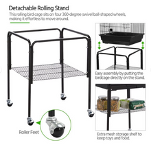 SmileMart 53.5" Metal Rolling Bird Cage with Play Top Stand, Dark Gray