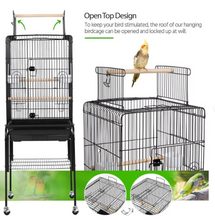 SmileMart 53.5" Metal Rolling Bird Cage with Play Top Stand, Dark Gray