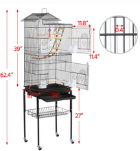 Renwick 62.4" Metal Bird Parrot Cage with Detachable Stand, Black