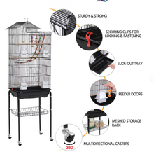 Renwick 62.4" Metal Bird Parrot Cage with Detachable Stand, Black