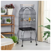Renwick Rolling Metal Parrot Cage with Open Top For Small Birds, Black, 59" H
