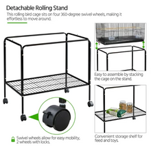 Renwick 47'' H Flight Cage with Rolling Stand, Black