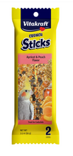 Vitakraft Crunch Sticks Cockatiel Treat - Apricot and Peach - Pet Bird Treat Toy - 2 Sticks