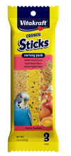 Vitakraft Crunch Sticks Parakeet Treat - Honey, Egg, and Apple- Pet Bird Treat Toy - Variety Pack