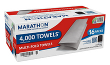 Marathon Multifold 1-Ply Paper Towels, White, 9.2" x 9.4" 250 towels/pk., 16 pks.