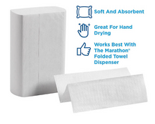 Marathon Multifold 1-Ply Paper Towels, White, 9.2" x 9.4" 250 towels/pk., 16 pks.