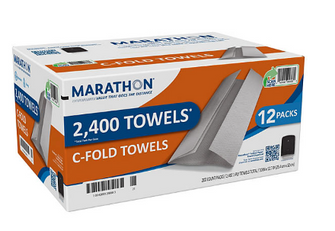 Marathon C-Fold 1-Ply Paper Towels, 10" x 13", White 200 towels/pk., 12 pks.