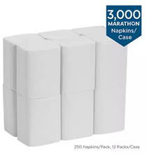 Marathon Interfold 1-Ply Napkins, White, 3000 Per Case 250 napkins/pk., 12 pk.