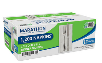 Marathon 2-Ply Dinner Napkin, 17" x 15", White (100/pk., 12 pk.)