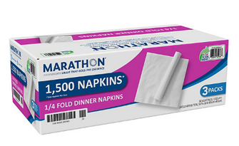 Marathon Embossed Dinner Napkins, 1-Ply, 16" x 16", White (500/pk., 3 pk.)