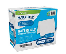 Marathon Interfold 1-Ply Napkins, White, 3000 Per Case (250 Napkins/Pk, 12 Pack)